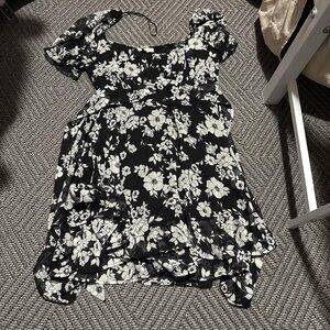 Black Floral Mini Dress